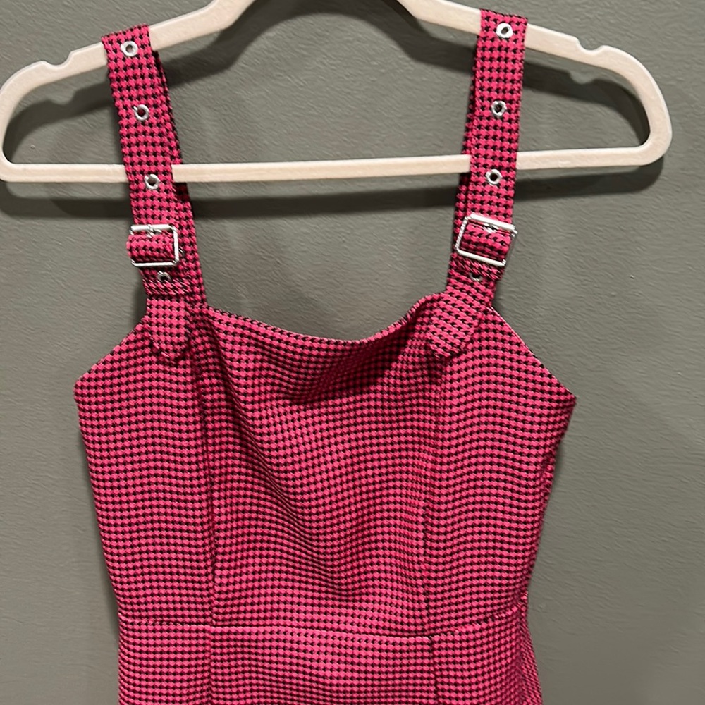 Bershka Pink & Black Herringbone Punk Rock Dress Medium